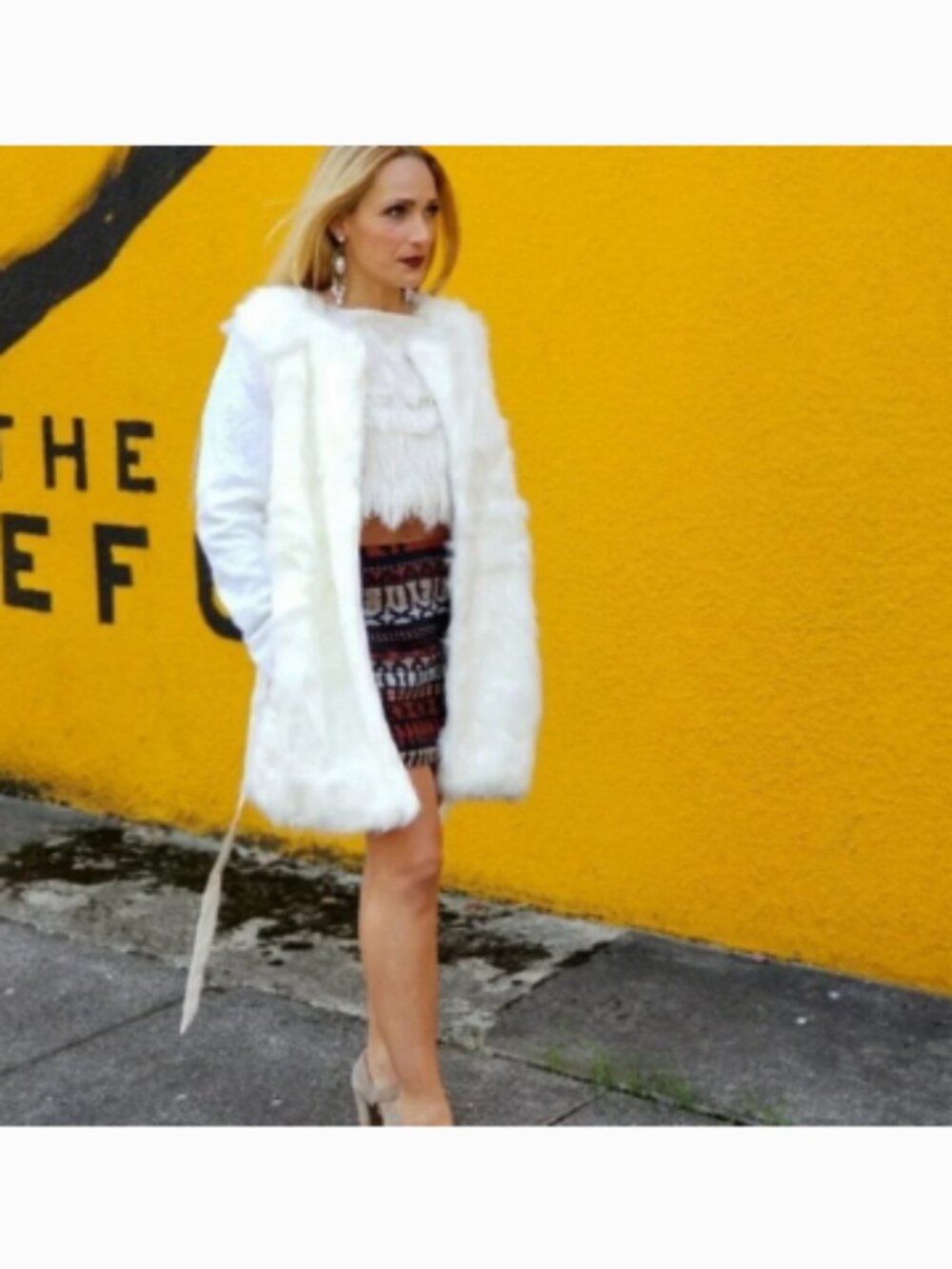 CLASSIC IN CREAM FAUX FUR TEDDY AND TEXTURED SLEEVED  COAT - Picture 9 of 9